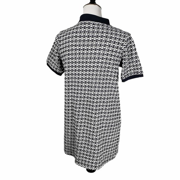 Zara Medium Blue & White Stretchy Knee-Length Knit Dress - Picture 4 of 6